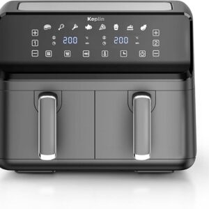 Keplin 9L Dual Zone Air Fryer - 2700W Energy-Saving Cooker with 6 Cooking Functions - Extra-Large Capacity for Healthy Meals - Roast, Bake, Dehydrate, Crisp - Family Size (9L)