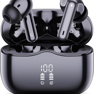 Wireless Earbuds, Bluetooth 5.4 Headphones in Ear 3D Bass Stereo Sound, 40H Wireless Earphones with 4 ENC Noise Cancelling Mic, IP7 Waterproof Bluetooth Earbuds LED, AI-Enhanced Calls for Android iOS