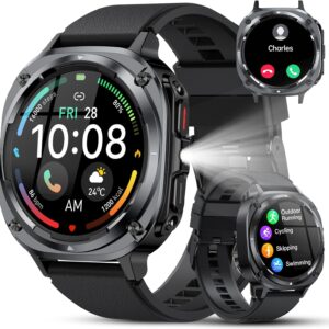 Military Smart Watch for Men Answer/Make Calls, 1.39" HD Fitness Tracker with Heart Rate/Sleep Monitor/Pedometer, 114+ Sports Mode Activity Trackers, IP68 Waterproof Outdoor Smartwatch for iOS Android