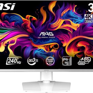 MSI MPG 321URXW QD-OLED 31.5 Inch 4K UHD Gaming Monitor - 3840 x 2160 Quantum Dot OLED Panel, 240Hz / 0.03ms, 99% DCI-P3, ΔE≤2, DisplayHDR True Black 400, KVM, RGB - DP 1.4a, HDMI 2.1, USB Type-C