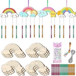 Christmas Wind Chime Kit, 12 Pcs Wooden Christmas Ornaments DIY