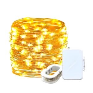 HeiPard Fairy Lights Battery Operated, 5m 50 LEDs String Light Waterproof Copper Wire Christmas Light for Indoor Outdoor Lighting, Bedroom, Wedding, Party, Christmas Tree Decoration (Warm White) [Energy Class F]