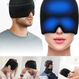 3-in-1 Migraine Relief Cap with Removable Eye Mask and Neck Ice Pack, Hot and Cold Therapy Headache Relief Set for Tension Sinus Headaches, Puffy Eyes, Stress Relief